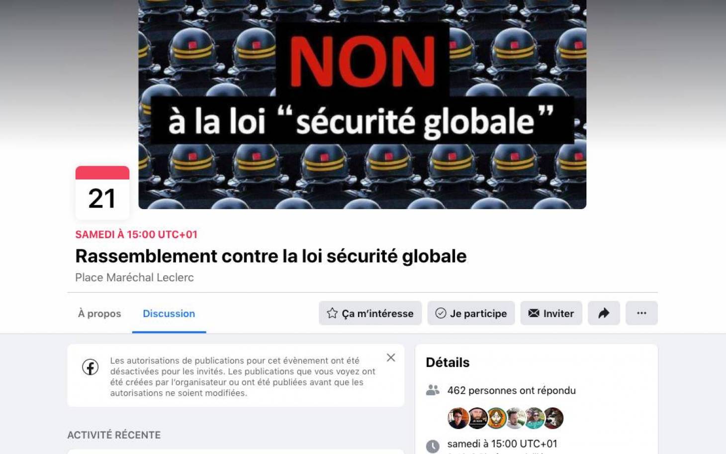 Une manifestation samedi à Poitiers contre la loi "sécurité globale"