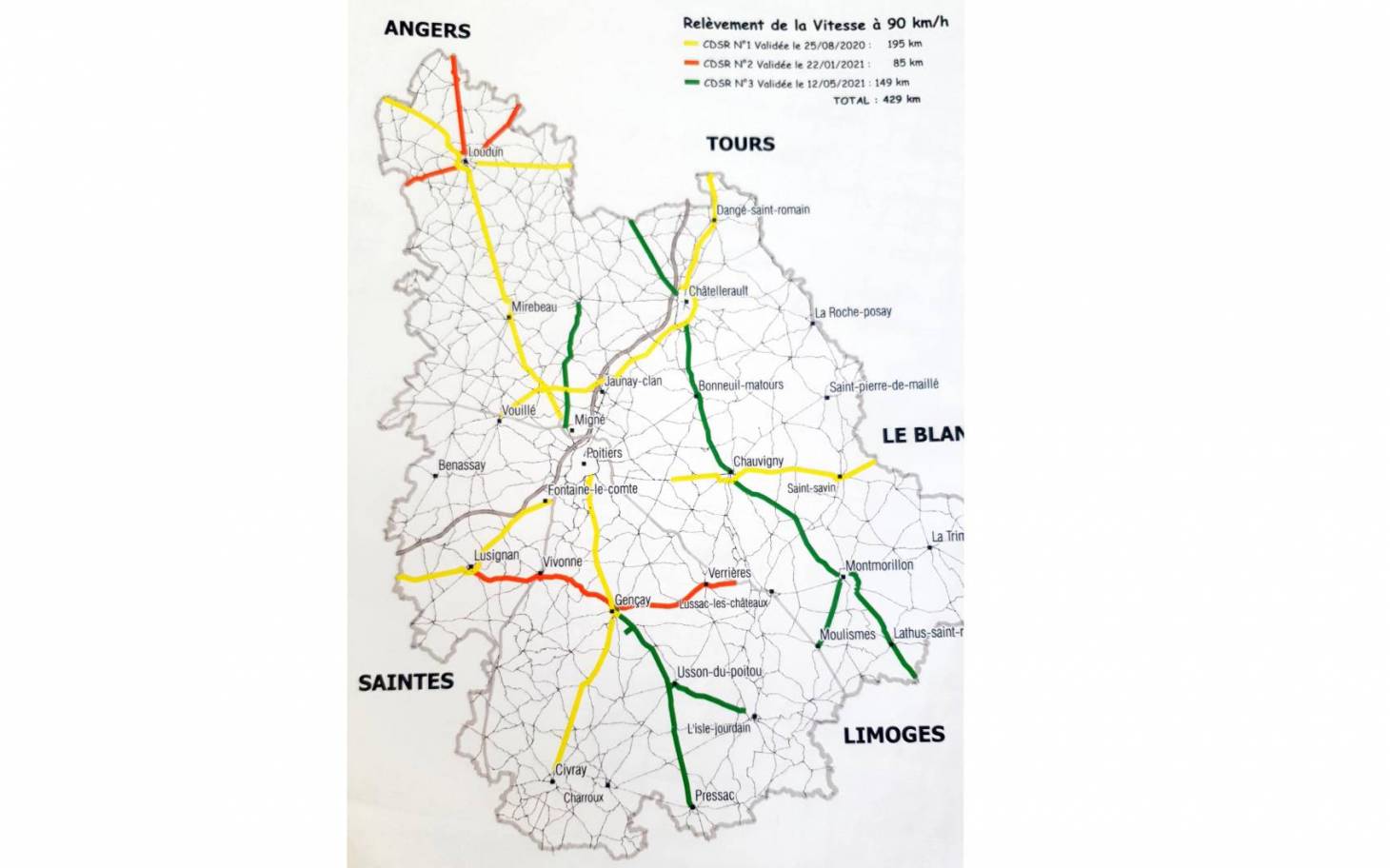 Retour à 90km/h sur 429km de routes départementales