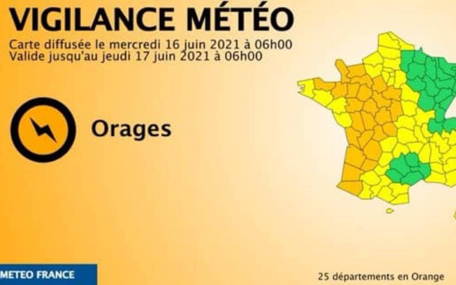 Météo France – La Vienne en vigilance orange en raison de risques d’orages dès la fin d’après-midi