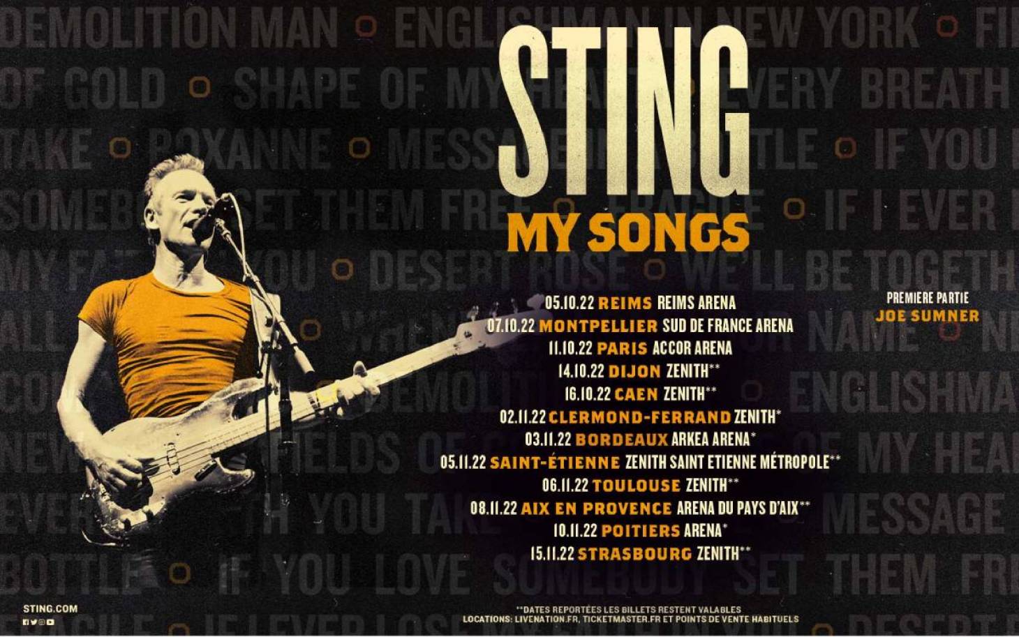 Sting en concert à l'Arena Futuroscope le 10 novembre 2022