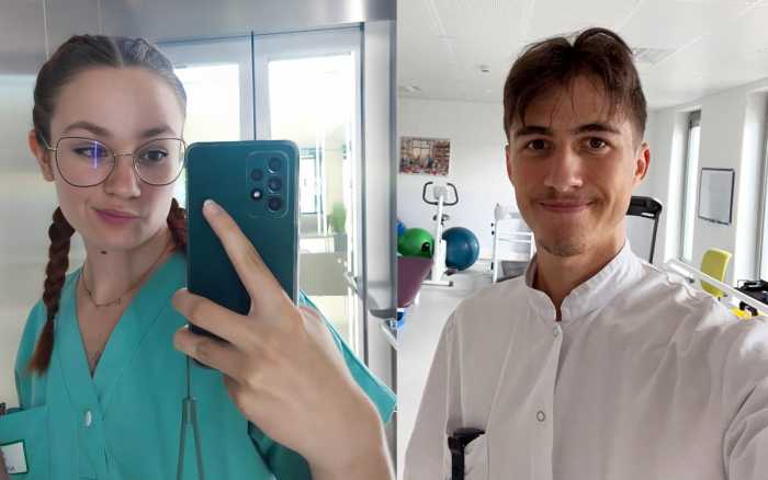 Apprentis en blouse blanche